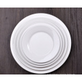 Haonai BPA free 6,7,8,9,10 inch porcelain dinner plate white & round flat plate serving plate set,5 piece set for hotel dinning